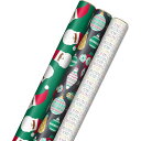 【最大2000円OFFクーポン】ホールマーク ホリデーラッピングペーパー グリーン ブラック ホワイト 3枚セット Hallmark Holiday Wrapp...