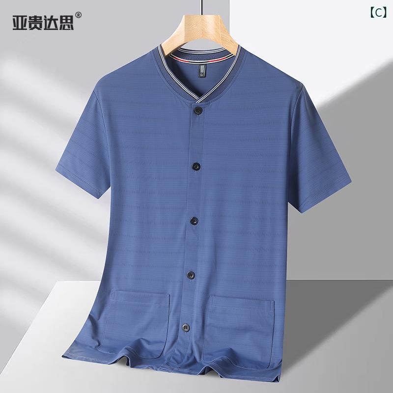 Tシャツ メンズ シニア 接触 半袖 カーディガン ボタン 涼感 速乾 ゆったり トップス 父の日 ギフト wonder-depo-10548769 ワンダーデポ サンプル画像3