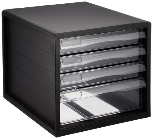 ナカバヤシ A4レターケース4段（浅3+深1） ブラック A4E-04B