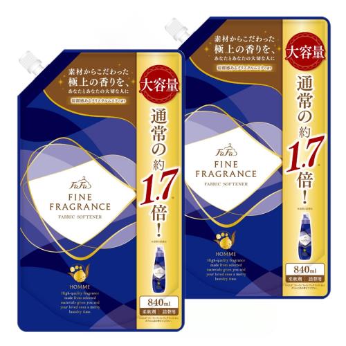 【まとめ買い】 ファーファ ファインフレグランス 柔軟剤 オム 840ml 大容量 詰替 クリスタルムスクの香り ×2個セット 【まとめ買い】 ファーファ ファインフレグランス 柔軟剤 オム 840ml 大容量 詰替 クリスタルムスクの香り ×2個セット