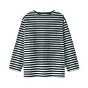 無印良品 Tシャツ 洗いざらし太番手ボートネック九分袖Tシャツ メンズ AB1L6A3A 黒柄 紳士S