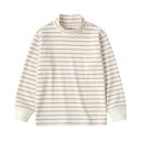 無印良品 キッズ 起毛スムース編みハイネック長袖Tシャツ ユニセックス子供 CB1KHA4A スモーキーピンクボーダー キッズ130