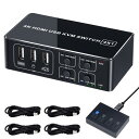 ELEVIEW KVMスイッチ 4K HDMI USB 切替器 4ポート(PC4台用)4K@60Hz HDMI2.0 HDCP2.2 キーボード/マウス/モニタ...