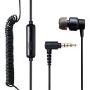 エレコム(ELECOM) モノラルイヤホン カナル型 マイク付 Fast Music φ9.2mm カールケーブル 4極ミニプラグ ブラック EHP-CCS100CMMBK