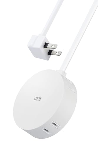 エレコム 電源タップ 見せるインテリア roo't(ルオット) 丸型 4個口 2.5m ホワイト AVT-D4-2425WH