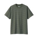 無印良品 紳士 天竺編みクルーネック半袖Tシャツ (ボーダー) メンズ AB1MKA4S ダークグリーンボーダー 紳士S