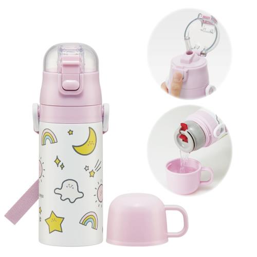 スケーター(Skater) 子供用 ステンレス 水筒 2way ストロー飲み 410ml コップ飲み 350ml シナぷしゅ 子供に優しい軽量タイプ 男の子 女の子 保温 保冷 小容量タイプ waterbottle スポーツボトル かわいい キッズ 子供 こども 水瓶 SKCP3-A