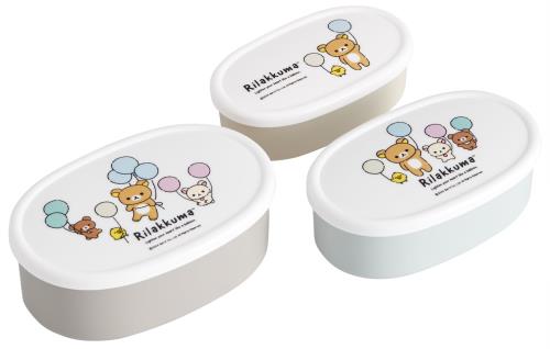スケーター(Skater) 弁当箱 シール容器 保存容器 日本製 大400ml 中280ml 小180ml 3個組 Ag+ 抗菌 リラックマ ふわっと風船 SRS3SAG-A