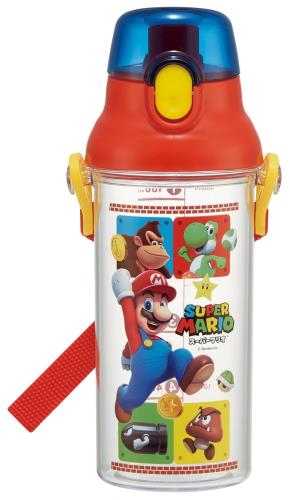 スケーター(Skater) 子供用 クリア プラチック 水筒 480ml 目盛り付きで水分補給の管理 スーパーマリオ 23 男の子 PSB5TRC-A