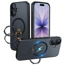 NIMASO iPhone 17 ケース【米軍MIL規格 MagSafeアクセサリー対応 360°回転スタンド カメラコントロールカバー 横縦両立 指紋防止】 落下防止 耐衝撃 iPhone 17 用 半透明 ワイヤレス充電対応 ストラップホール付き アイフォン17用 ケース 6.3インチ 磁吸強化 ブラック(黒羽
