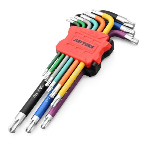 デイトナ(Daytona) バイク 工具 トスクスレンチ セット 9本組 ボールポイント L字型 マルチカラー T10、T15、T20、T25、T27、T30、...