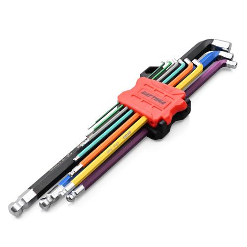 デイトナ(Daytona) バイク 工具 六角レンチ セット 9本組 ボールポイント 片側108度 マルチカラー ショートタイプ 1.5、2.0、2.5、3.0...