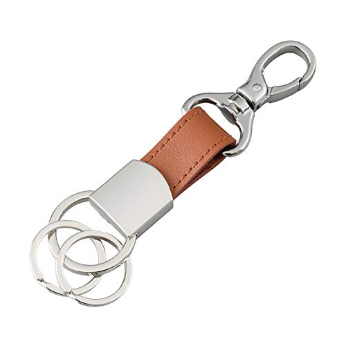 セイワ(SEIWA) 車内用品 キーホルダー シルバーメタル調 WA77 カラビナフック ボンデッドレザー 金具 取り外しリング2個付き