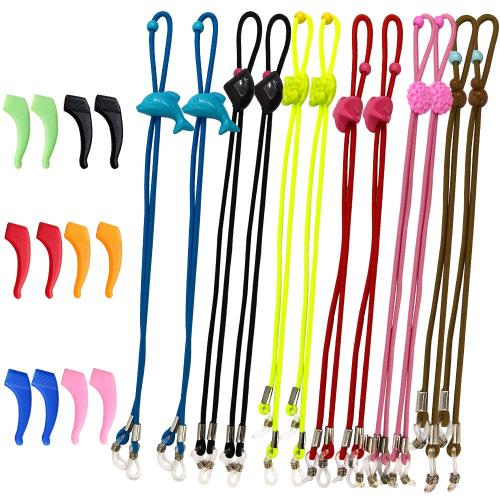 SENHAI 12個の子供用メガネストラップ＆6ペアー眼鏡耳フック、調節可能 シリコン製滑り止め メガネ固定..