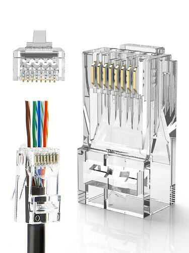 LANコネクタ,CableCreation RJ45 コネクタ 貫通式 100個入り Cat6 / Cat5e/ Cat5 L...
