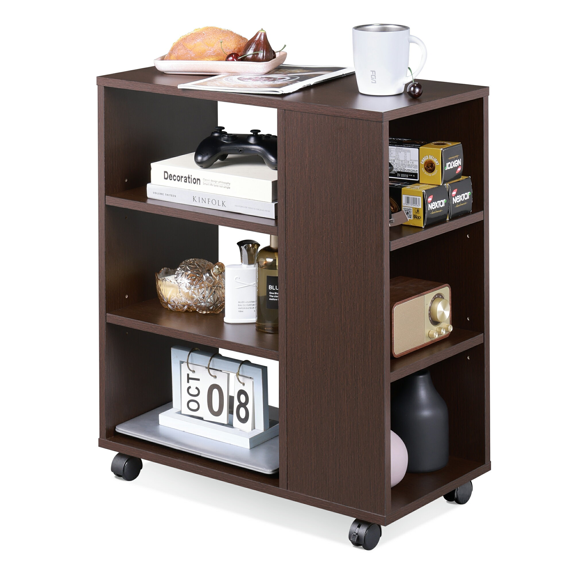 クーポン5％OFF～23日 2時★サイドテーブル ナイトテーブル キャスター付き 収納 ラック ソファ ベッドテーブル ベッドサイドテーブル ミニデスク コンパクト スリム 木製 テーブル シンプル モダン 白 ホワイト オーク ブラウン おしゃれ かわいい 北欧 601 DEVAISE