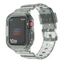 アップルウォッチ バンド apple watch バンド クリアケース一体型 スポーツバンド 冬 メンズ 透明 保護ケース TPU 傷防止 防衝撃 40mm 4...