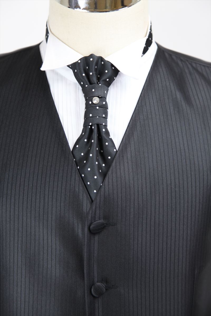 【売り切れ次第終了】アスコットタイ タキシード・ベスト用 ブラック 披露宴 挙式 パーティ 03at4