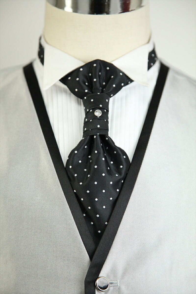 【売り切れ次第終了】アスコットタイ タキシード・ベスト用 ブラック 披露宴 挙式 パーティ 03at4