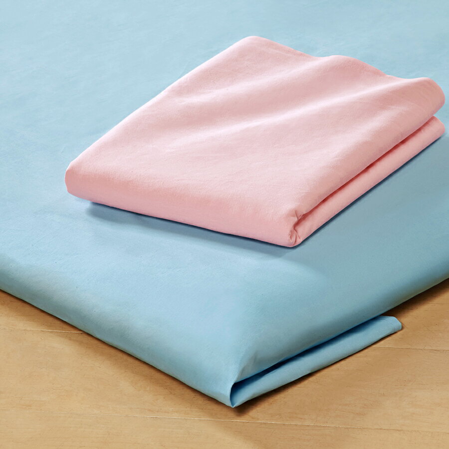綿100％ 厚地の綿シーツ 2色組 平織シーツ フラットシーツ ピンク・ブルー