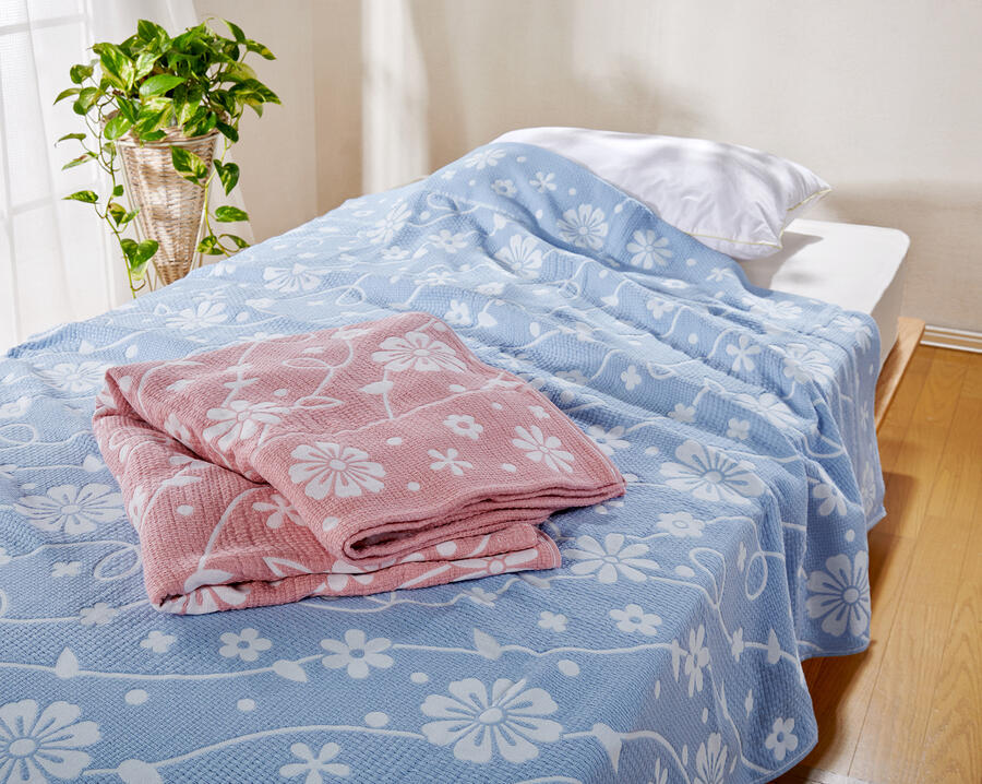 期間限定割引 今治タオル タオルケット ピンク ブルー シングルサイズ フラワーメッシュ 夏 快眠 睡眠 ..
