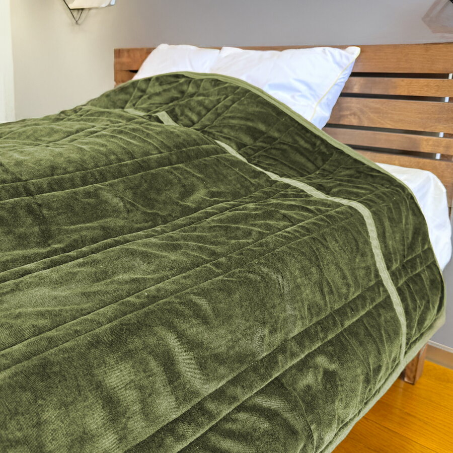 モイスコットン綿入り毛布 洗える わた入り毛布 オリーブ