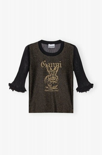 【正規取扱店販売品】GANNI ガニー Black Sheer Jacquard Top 【正規取扱店販売品】GANNI ガニー Black Sheer Jacquard Top