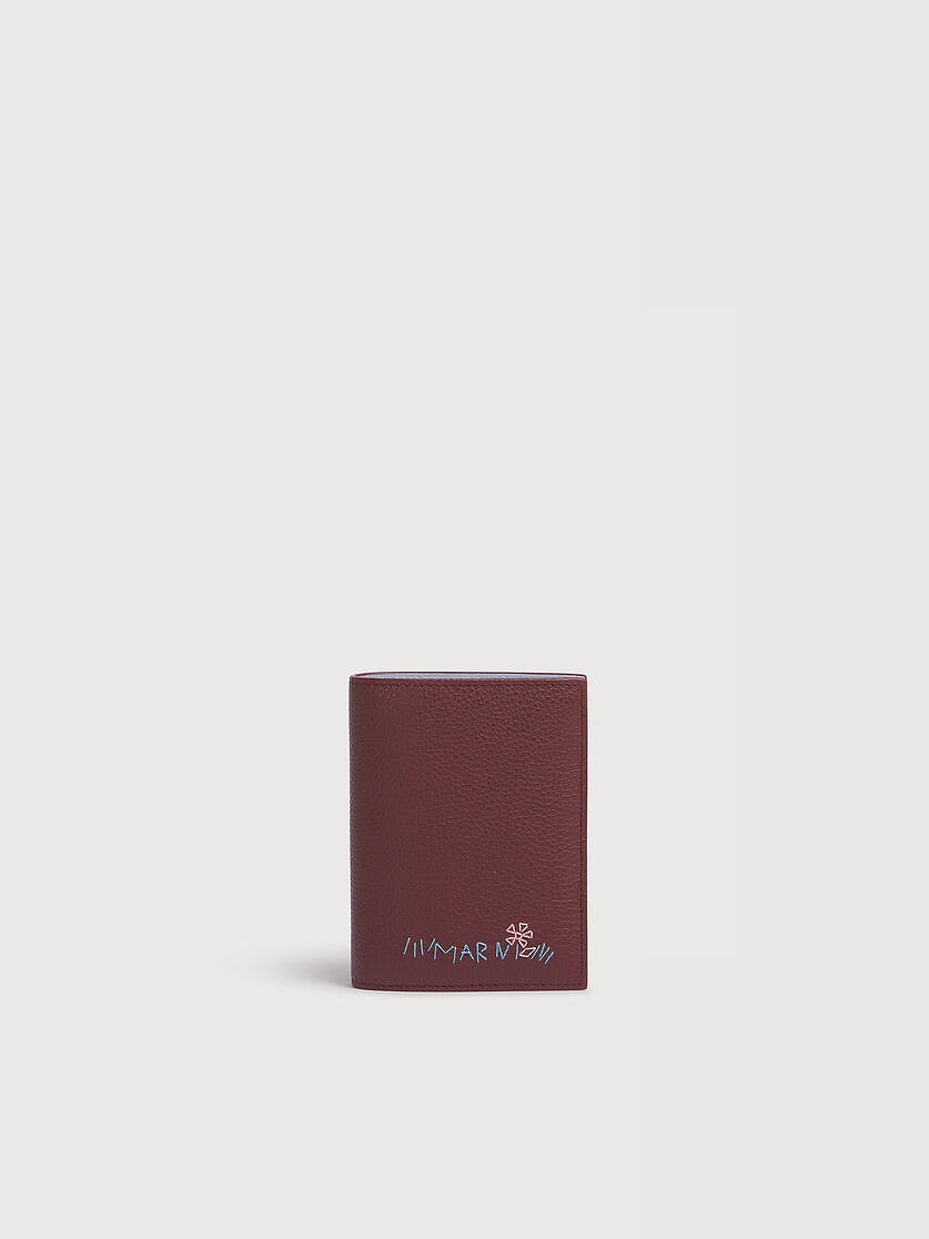 【正規取扱店販売品】MARNI バーガンディ レザー Marni Mending 二つ折りウォレット
