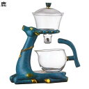 半自動 ティーセット 鹿 ドリップティーポット ガラス 耐熱 茶道具 急須 磁気 自動給水 ティーメーカー カップ付き 茶こし付 番茶器セット 紅茶 緑茶 日本茶 家庭用 来客用 プレゼント