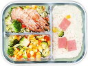 【20%OFFクーポン】弁当箱 耐熱ガラス ポータブル スプーン付き 長方形 透明 大容量 耐熱耐冷 食器洗い機可 オーブン可保存容器 おべんとう箱 ランチボックス 蓋付き 透明グラス 電子レンジ対応 3マス 厚い 仕切り式