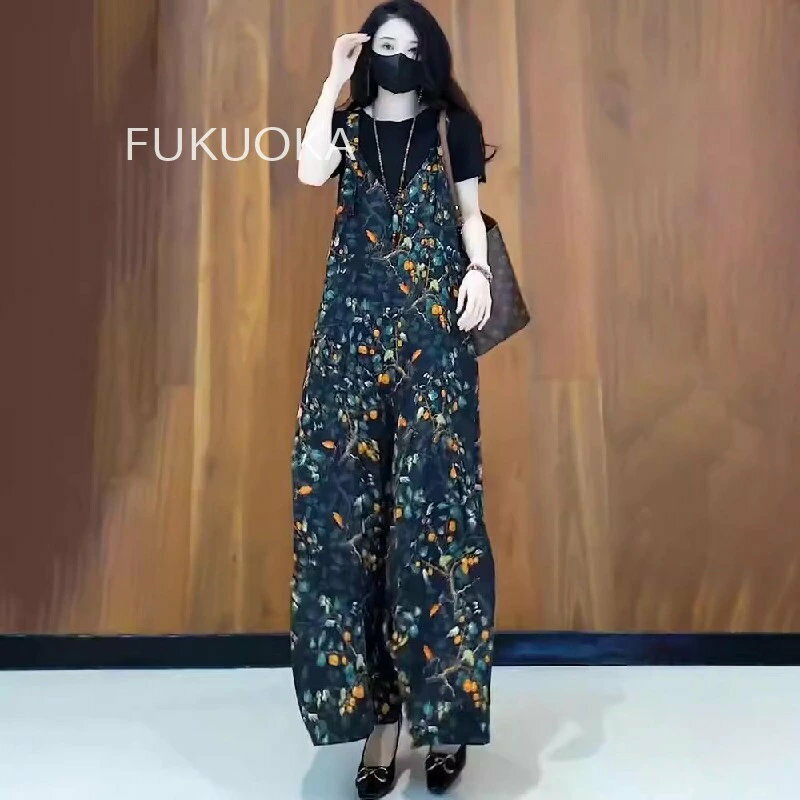 サロペット パンツ オールインワン レディース パンツ ワイドパンツ 花柄 春 秋 夏 きれいめ 着痩せ 大きいサイズ カジュアル 体型カバー ゆったり 女性 お呼ばれ 可愛い 薄手 おしゃれ カジュアル ナチュラル ママコーデ