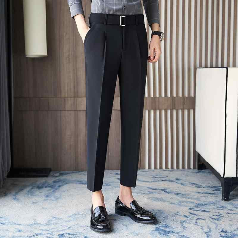 パンツ メンズ 秋 春 夏 カジュアル スラックス 用 薄手 ドレープ 九分丈 ストレート 韓国