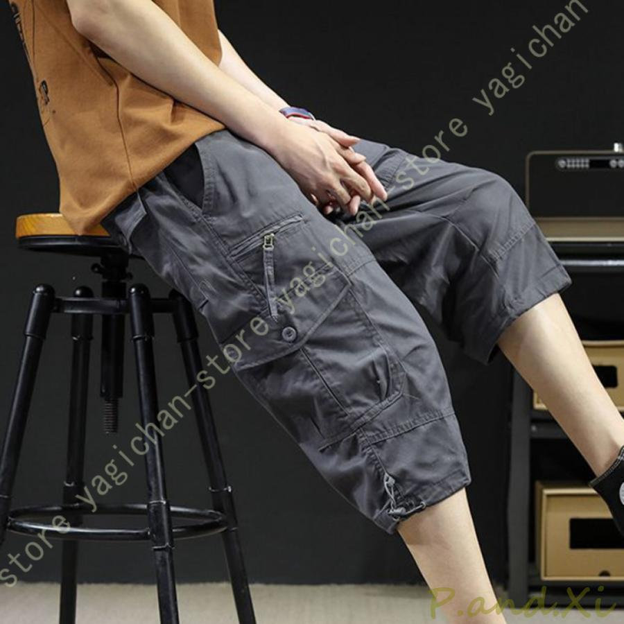 ハーフパンツ メンズ ひざ下 カーゴパンツ 膝下丈 膝丈 7分丈 スポーツ 太め ショートパンツ ゆったり 夏 カーゴ パンツ クロップドパンツ 大きいサイズ