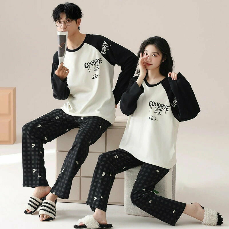 ペア パジャマ 長袖 男女着 セット 春 カジュアル アニメ セットアップ 秋 綿 パッド付き 高級 カップ..