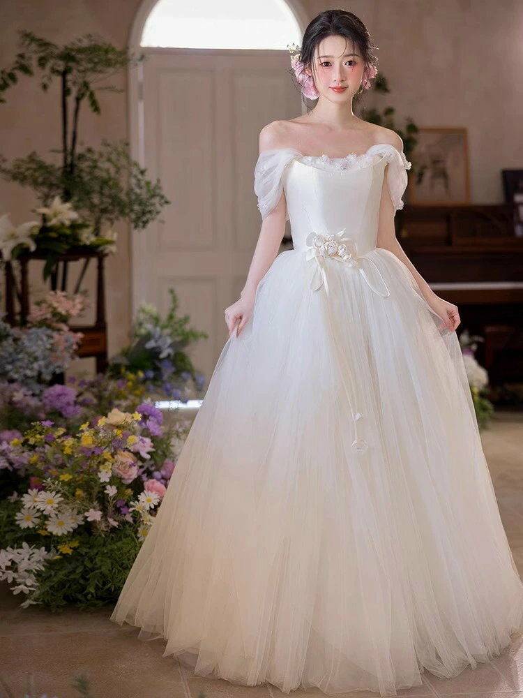 XS-XL レディース ウェディングドレス カラードレス 結婚式 花嫁 披露宴 刺繍 二次会 パーティードレス 演奏会 お嫁さん 発表会 誕生日会 少女 ホワイト