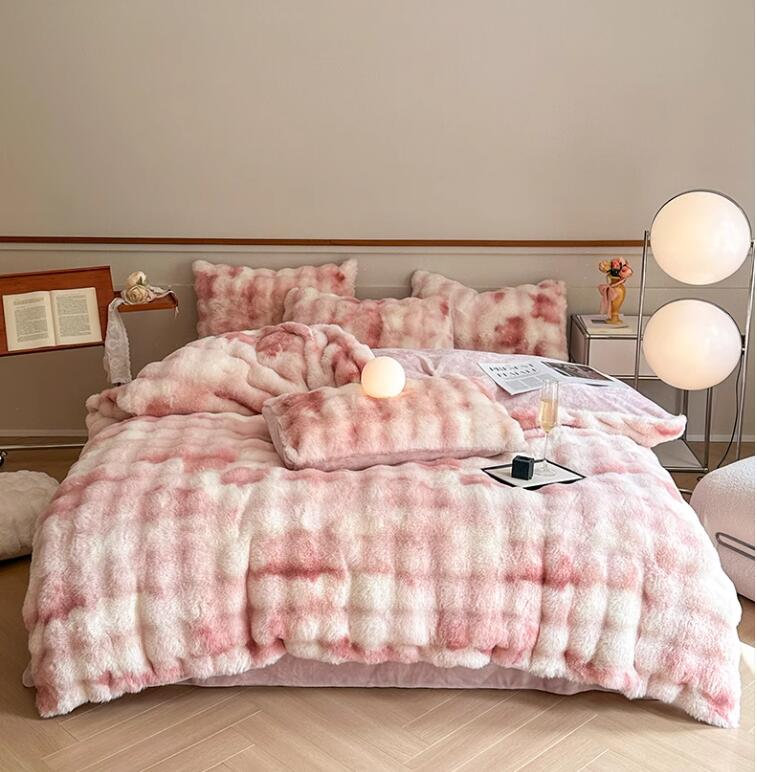 新品【送料無料】新生活 寝具カバーセット 4点セット ダブル フランネル 通気性 柔らかい 掛け布団カバ..