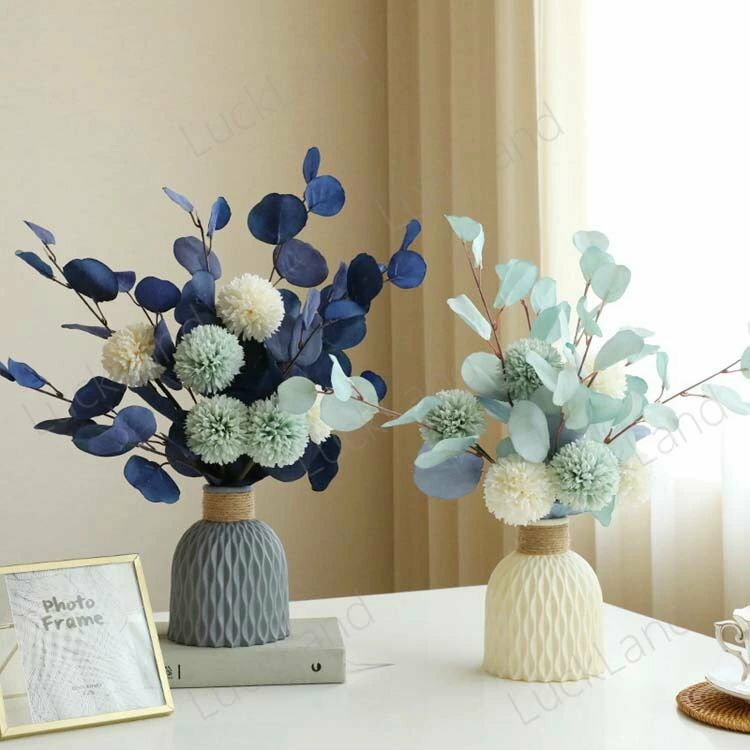 造花 ブーケ フラワーアレンジメント 枯れない花 花瓶 おしゃれ 陶器 花びん チェック柄 柄系 枯れない..