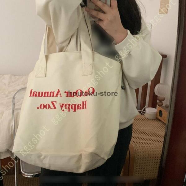 トートバッグ レディース キャンバスバッグ 手提げ袋 肩掛けバッグ 英字ロゴ 耐久 大容量 厚手 頑丈 軽量 ファッション おしゃれ 通勤 通学 旅行