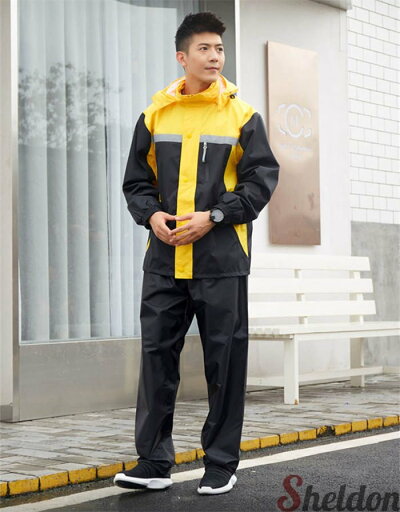 レインウェア 上下 上下セット レインコート 2点セット 自転車 男女兼用 ツバ付き 反射テープ付き フード付き 撥水 長袖 メンズ レディース ジップアップ 長ズボン ダブルツバ ハイネック オシャレ 大きいサイズ バイク 雨具 カッパ 自転車用 作業用 レインパンツ ツバ取外可