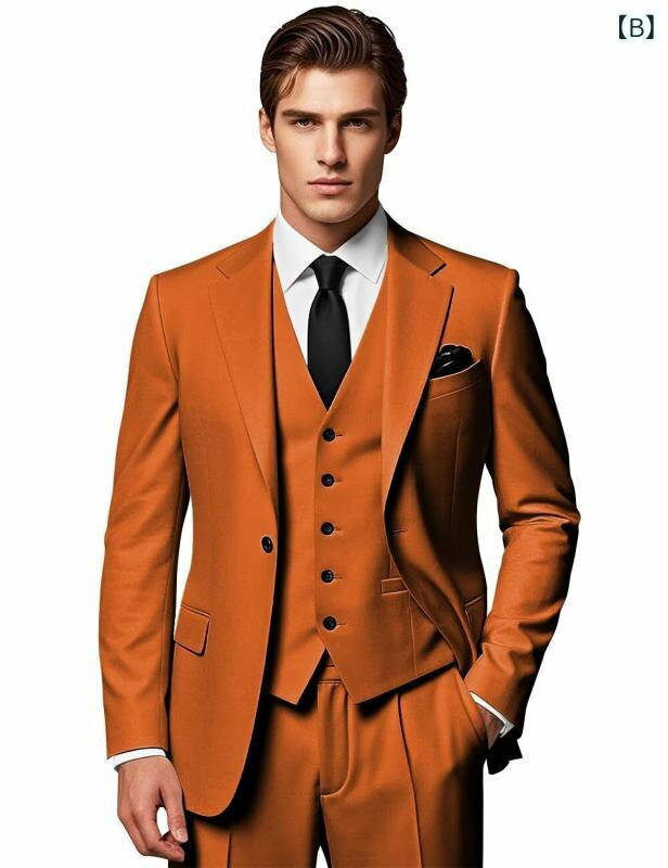 スリーピース スーツ メンズ 男性用 1つボタン ビジネス フォーマル 結婚式 新郎 披露宴 パーティー イベント カジュアル 普段使い スリムフィット 細身 アセテート繊維 通気性 耐摩耗性