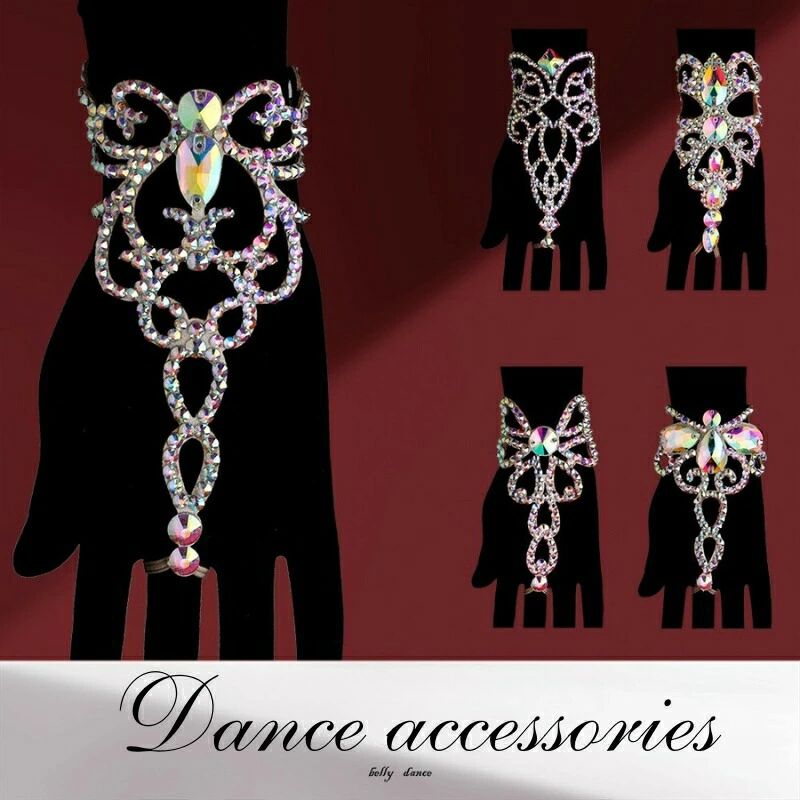 ベリーダンス ハンドチェーン ベリーダンス ラテンダンス 社交ダンス 指輪付き ハンドメイド 単品/ペア選択可 豪華 高級 キラキラ ダンスアクセ 手首飾り 東洋風 繊細デザイン 手作り 目立つ ゴージャス 華やか 舞台用 小物 海外通販