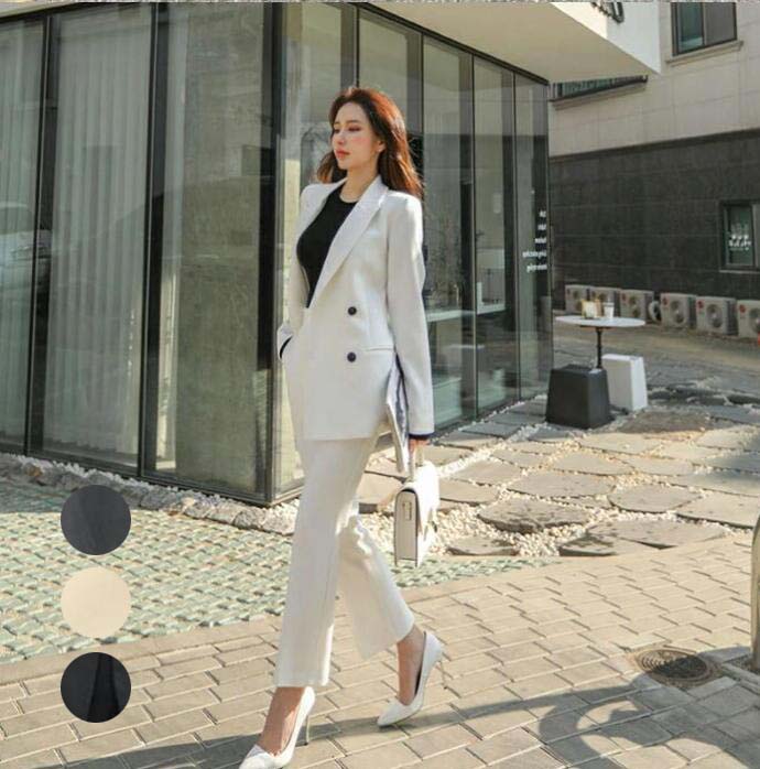 セットアップ レディーススーツ点セット 上下セット 女性 長袖 ダブルボタンスーツ オフィス ビジネス セレモニーフォーマル スリム パーティー スーツ オシャ...