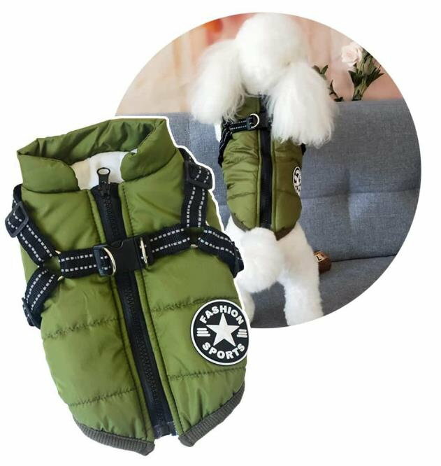 犬服 一体型綿入れを牽引する 犬 綿服コート 猫 小型犬 中型犬 服 お散歩 軽量 着脱簡単 秋 冬 防寒 防..