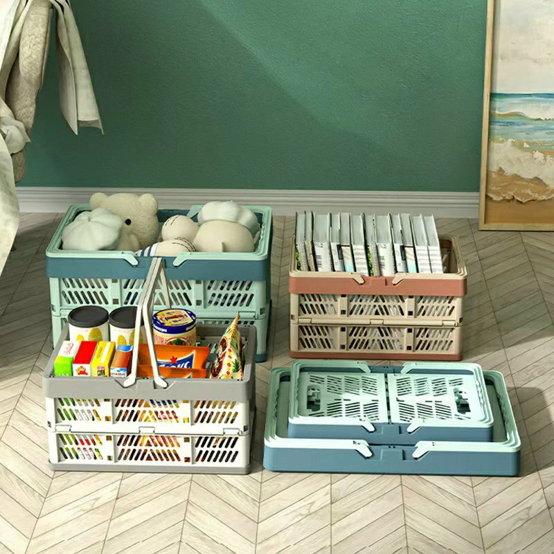 折りたたみ 収納ケース ボックス カゴ 取っ手付き 畳める 買い物かご レジカゴ ショッピングカート ス..