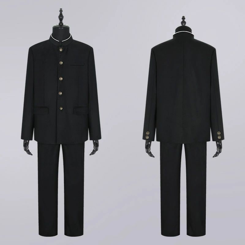 学生服 上下セット 超黒ハイグレード 洗濯機丸洗い 上着 ズボン 形態安定 スリム体 全国標準型 男子 冬 制服 黒 メンズ 詰襟 ラウンド襟 学ラン 送料無料