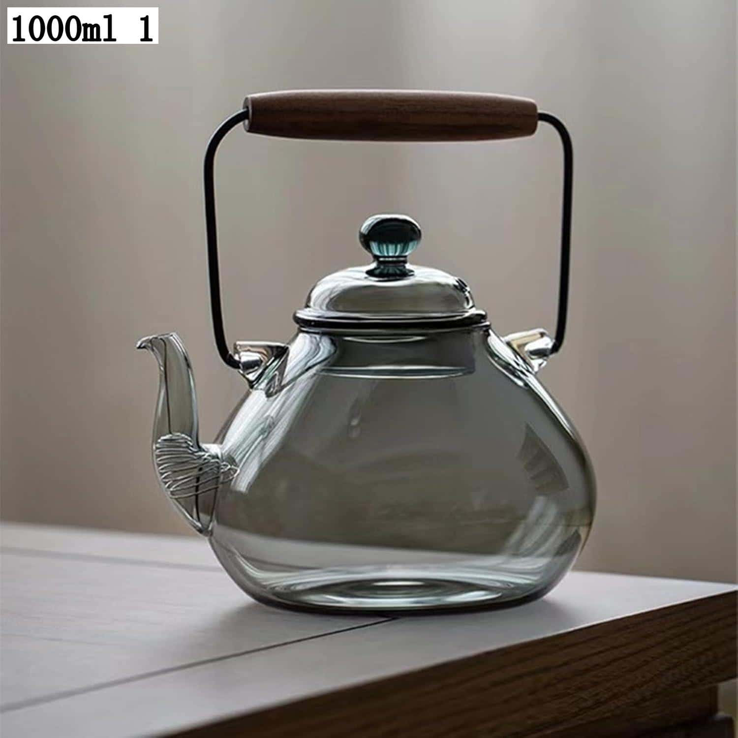 ティー急須 1000ml 茶こし付き 耐熱ガラス製 洗いやすい 軽量 おしゃれ 食洗機対応 ガラスティーポット..