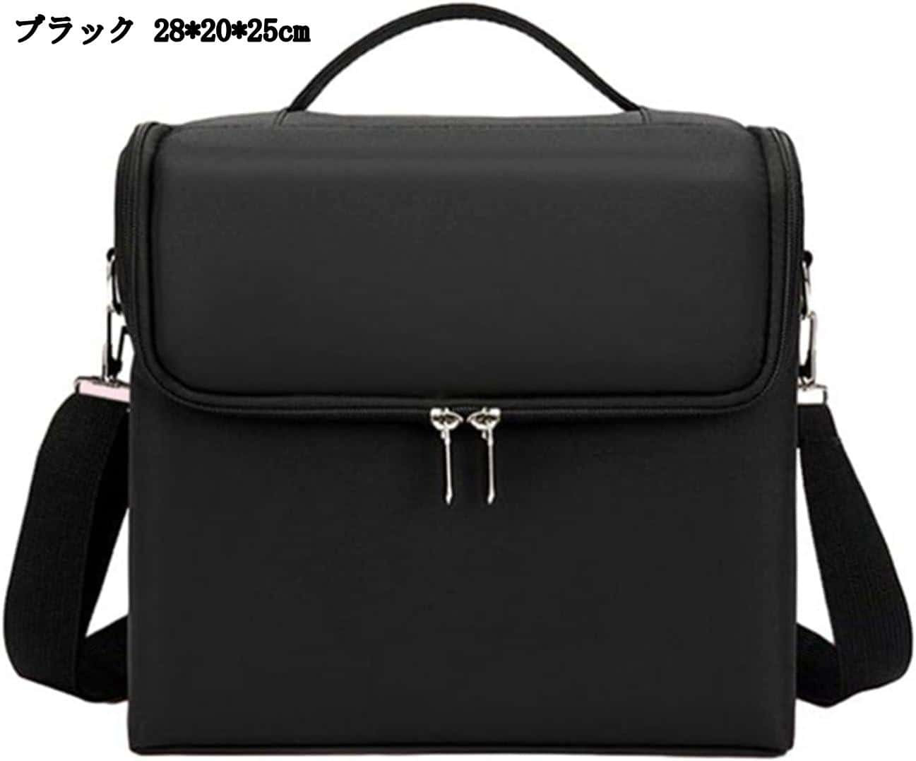 コスメ収納ボックス 引き出し段 メイクケース ダブルファスナー 持ち手付き 化粧品入れ 防湿 耐久性 小物収納 収納バッグ 寝室用 黒**cm