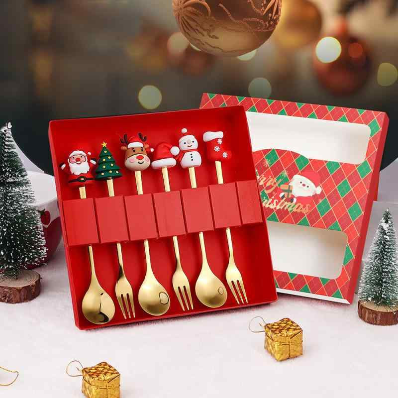 スプーン フォークセット クリスマス キャラクター かわいい ステンレス製 シリコーン デザート用 コー..