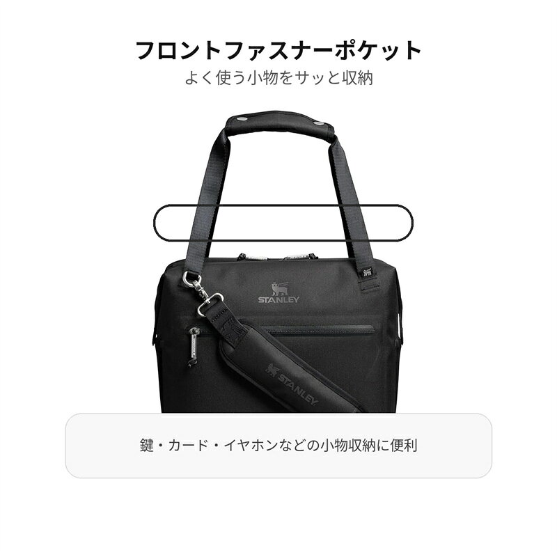 ワンダーグローブ楽天市場店のSTANLEY対応 ロングランチバッグ ショルダーバッグ 大容量 お弁当バッグ ランチバッグ 収納バッグ フロントポケット付き 肩掛け 手持ち 2WAY ショルダーパッド付き ファスナー開閉 通勤 通学 旅行 アウトドア メンズ レディース 6カラー｜アングル3
