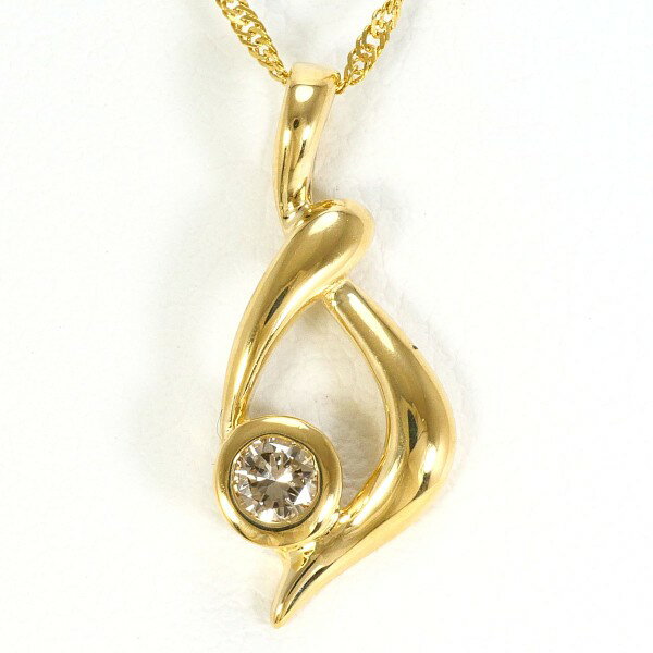 18K YG ネックレス ブラウンダイヤ 総重量約1.8g 約41cm ジュエリー 中古 送料無料 新品同様 【中古】 ギフトラッピング無料